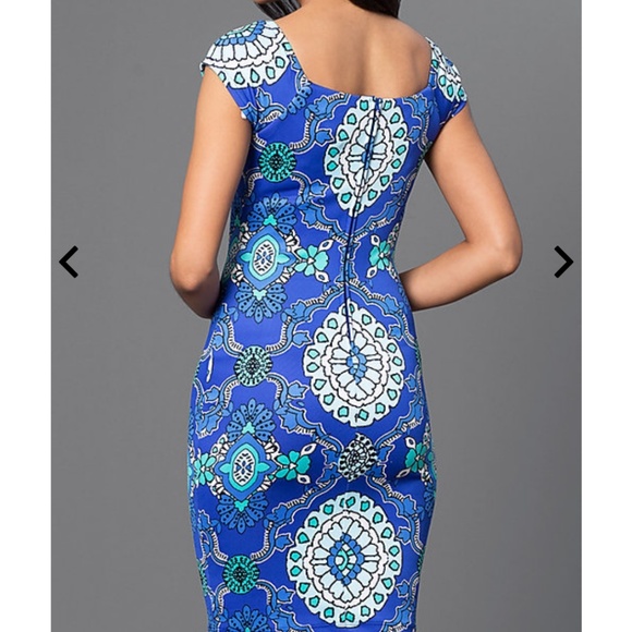 Fitted Cap-Sleeve B Darlin Print Dress - Picture 3 of 7